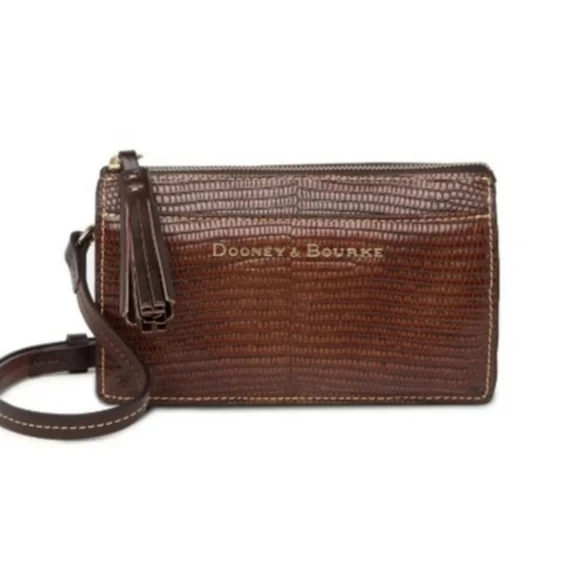 🔥🔥DOONEY & BOURKE Gingy Embossed Chestnut Brown Leather Crossbody Bag - Picture 5 of 12